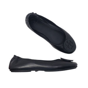 Tory Burch Minnie Travel Ballet Shoes With Logo 51158251 Leather Black Size 7M